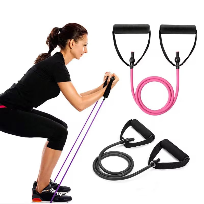 5 Levels Resistance Hot Yoga Pull Rope Bands Handles Elastic Sports Bodybuild Home Gym Workouts Muscle Training Rubber Tube Band