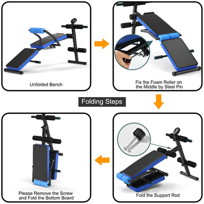 Multi Workout Weight Bench, Foldable, Adjustable with LCD